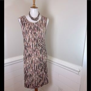 Dana Buchman Watercolor Print Faux Wrap Dress M FREE SHIP